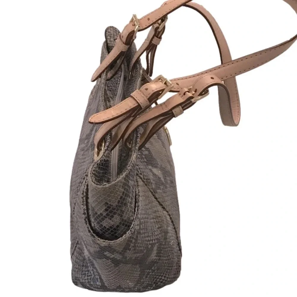 Michael Kors Jet Set Python Embossed Leather Gold Metallic Lined Shoulder Bag